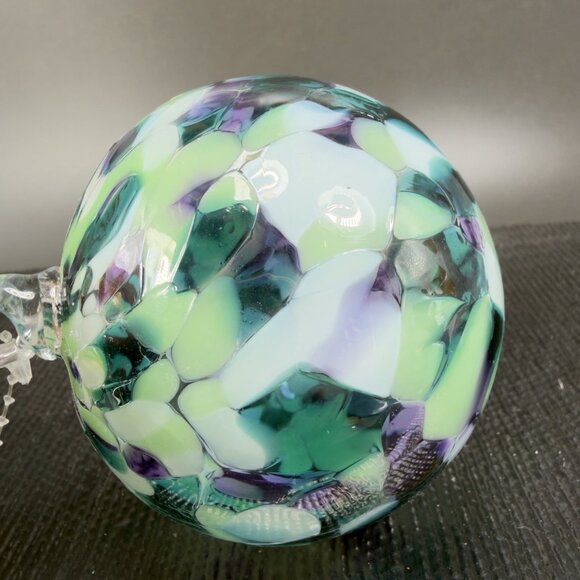 Hand Blown Studio Art Glass Orb Ornament Friendship Ball Witch Ball Multicolored - Picture 9 of 12